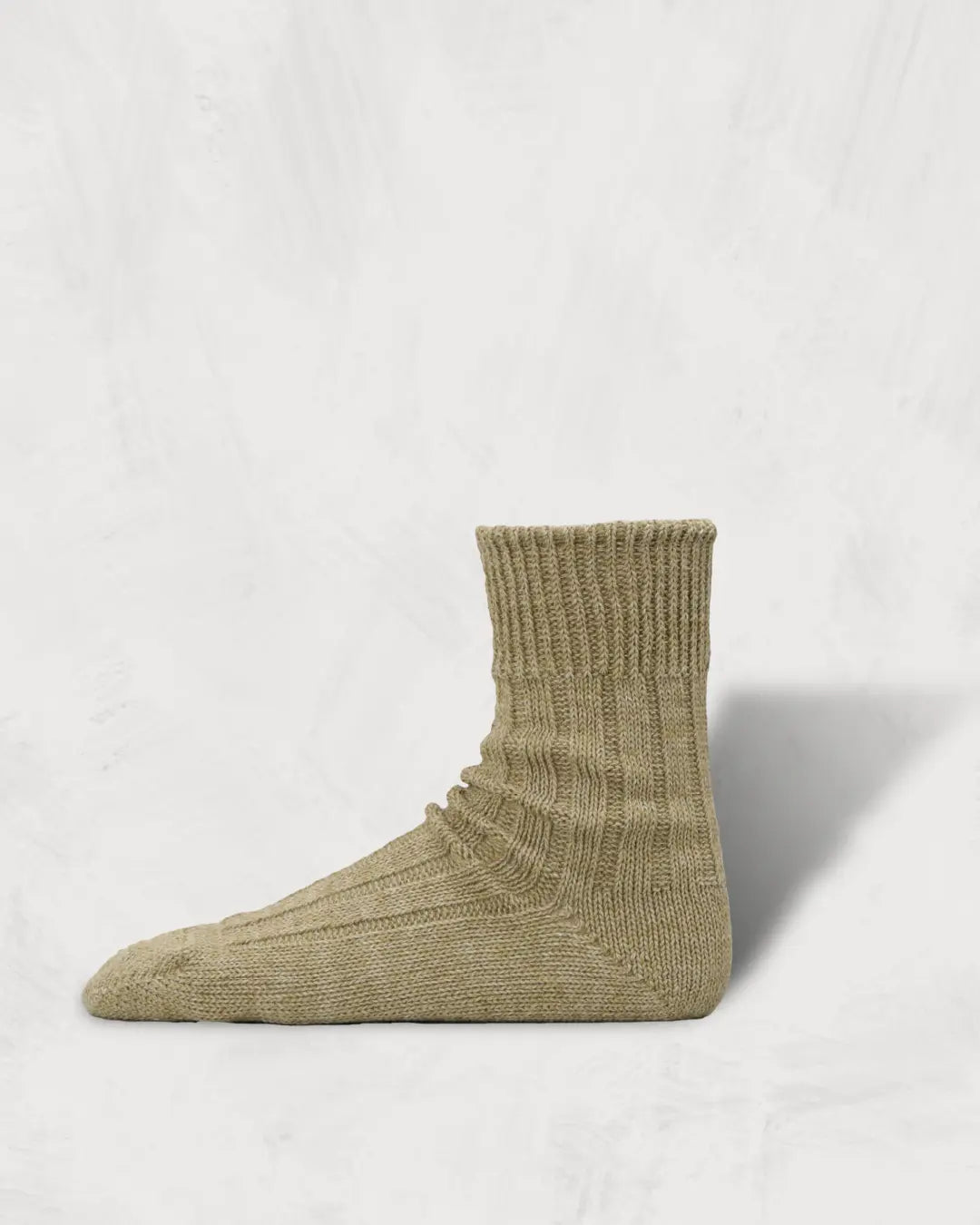 Linen ＆ Recycled Polyester Ribbed Socks｜Middle Length