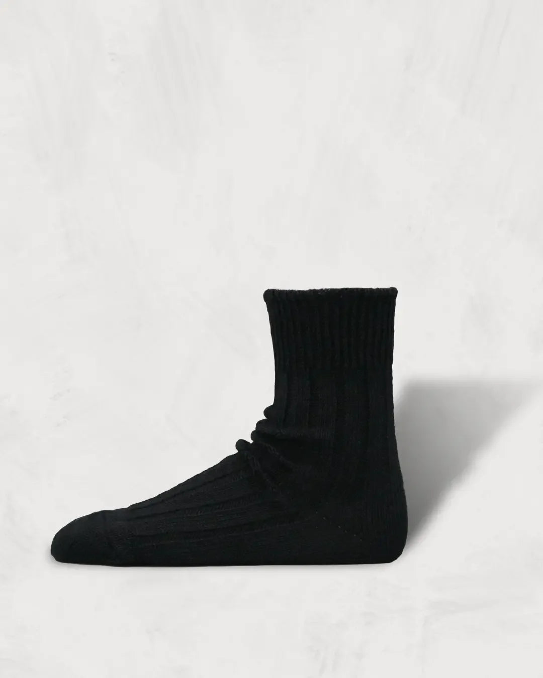 Linen ＆ Recycled Polyester Ribbed Socks｜Middle Length