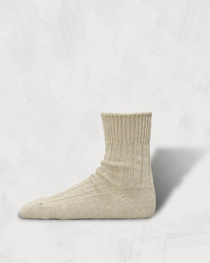Linen ＆ Recycled Polyester Ribbed Socks｜Middle Length