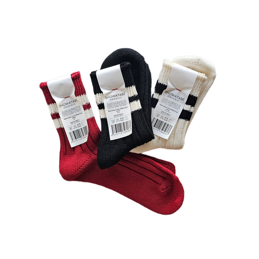 Washi Organic Cotton Ribbed Socks｜Stripes