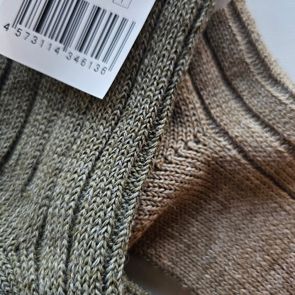 Linen ＆ Recycled Polyester Ribbed Socks｜Middle Length