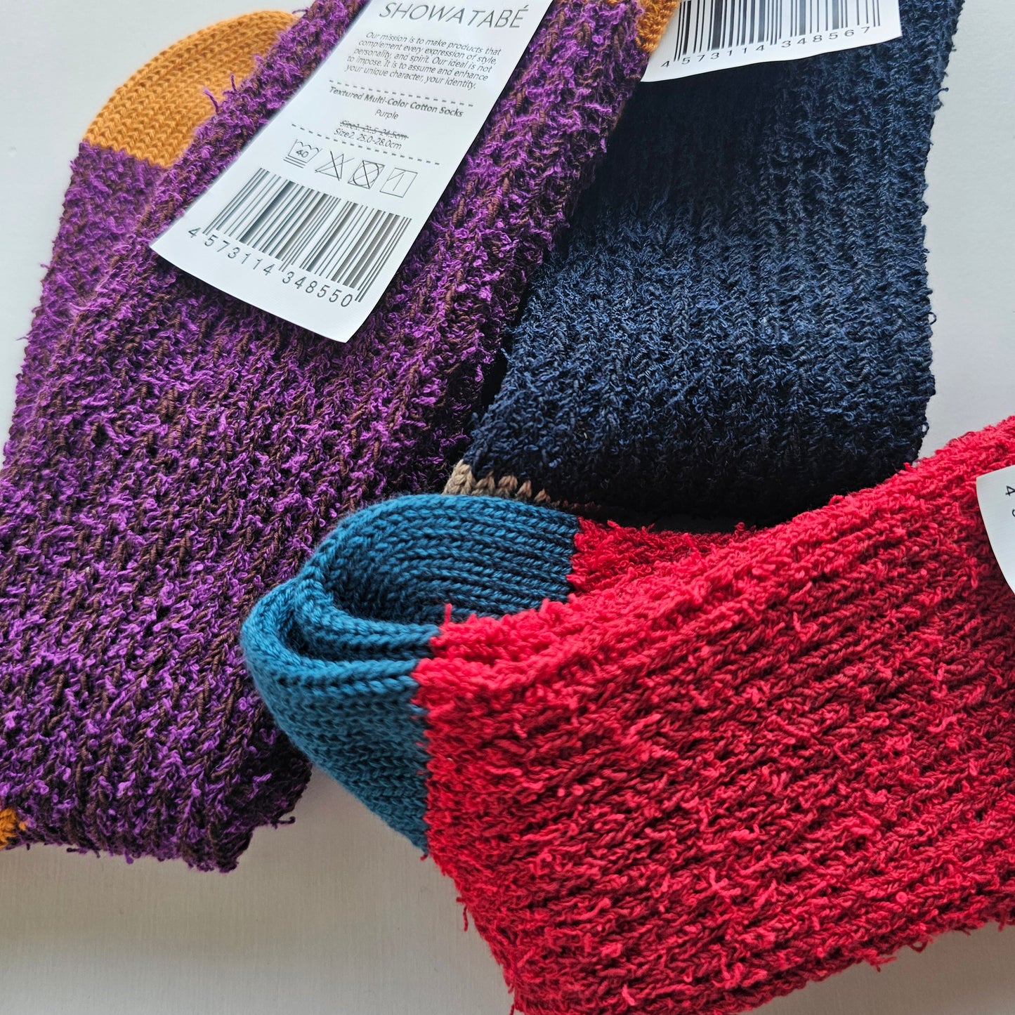 Textured Multi-Color Cotton Socks