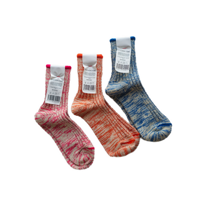 Low Gauge Ribbed Socks | Two-tone