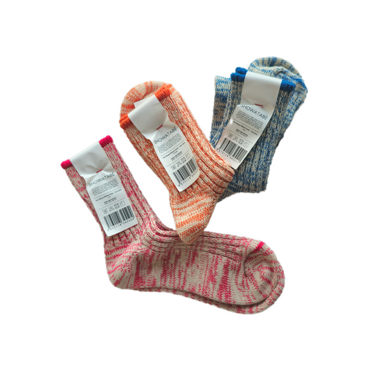 Low Gauge Ribbed Socks | Two-tone