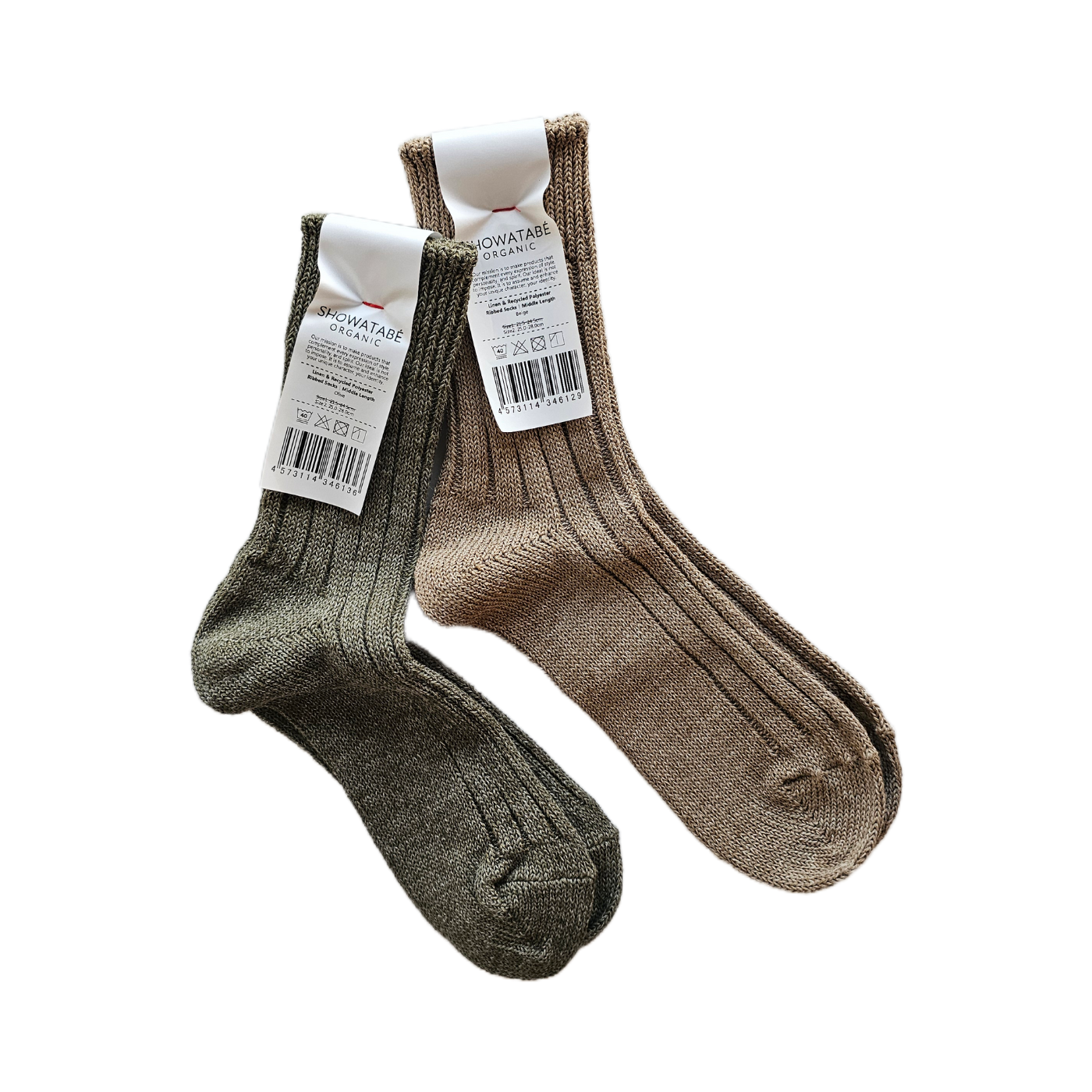Linen ＆ Recycled Polyester Ribbed Socks｜Middle Length