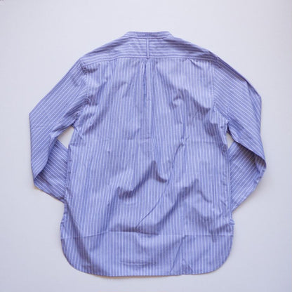 collarless shirt - Stripe Blue